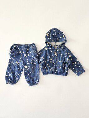 Bonnie Mob Constellation Print Jogger Sweatsuit - Zip Hoodie + Sweatpants 12-18m